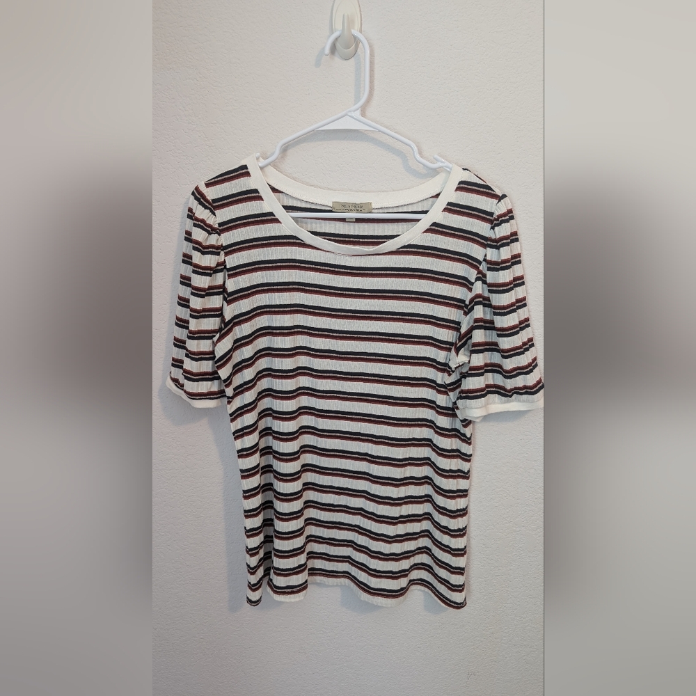 Polagram Earthtone Ribbed Striped Top